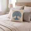 Maki Home 41x41 cm Mavi Hayat Ağacı Desenli Kırlent Kılıfı - Hayat Ağacı Temalı Yazlık Dekoratif 