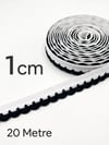 Maki Home Siyah Beyaz Çok Amaçlı Dekoratif Dilimli Biye Dikiş & Süsleme Şeridi Kurdele 1cm x 20Metre