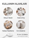 Maki Home Siyah Dikiş Detaylı Beyaz Şerit Kurdele 1.5 cm En 20 Metre Uzunluk 