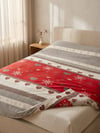 Maki Home Yastık Kılıfsız Çift Kişilik 200x220 cm Pamuklu Tek Nevresim Kırmızı Kalpli ve Kar Tanesi