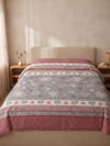 Maki Home Yastık Kılıfsız Çift Kişilik 200x220cm Pamuklu Tek Nevresim Gri Kalpli Kar Tanesi Desenli