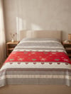 Maki Home Yastık Kılıfsız Çift Kişilik 200x220 cm Pamuklu Tek Nevresim Kırmızı Kalpli ve Kar Tanesi