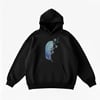 Makiteks Siyah Pamuklu Unisex Cepli Kapüşonlu Rahat Kesim Kuş Tüyleri Baskılı Sweatshirt