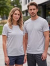 Unisex Gri Dry Touch Nefes Alabilen Kısa Kollu Spor T-Shirt Hızlı Kuruyan Koşu Fitness Antrenman