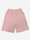 Unisex Kadın Erkek Gri Pembe İkili Rahat Kesim Beli Lastikli Cepli Penye Şort Günlük Basic Bermuda