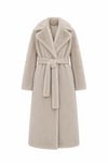 Aino Belt Faux Fur Coat-Gray