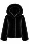 Alba Hood Faux Fur Jacket-Black
