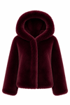 Alba Hood Faux Fur Jacket-Burgundy