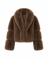 Rosa Detail Faux Fur Jacket-Coffee