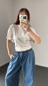 Audrey Beyaz Modal Beli Drapeli  Tshirt