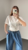 Audrey Beyaz Modal Beli Drapeli  Tshirt