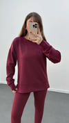 Aurnia Bordo Renk Modal Yumuşak Kumaşlı Sweat