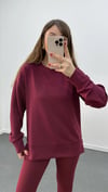 Aurnia Bordo Renk Modal Yumuşak Kumaşlı Sweat