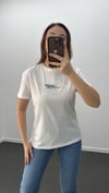 Beyaz Mavi Kaplan Baskılı Basic Tshirt 