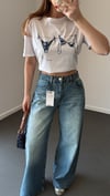 Bikini Baskılı Bisiklet Yaka Pamuklu Tshirt