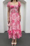 Blossom Pembe Çiçekli Maxi Elbise