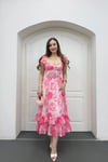 Blossom Pembe Çiçekli Maxi Elbise