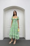 Blossom Yeşil Çiçekli Maxi Elbise