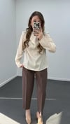 Canel Krem Drape Yakalı Bluz