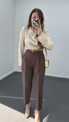 Canel Krem Drape Yakalı Bluz