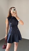 Catelyn Koyu Kot Silver Düğmeli Denim Elbise