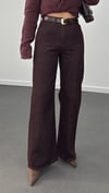 Cenevre Kırçıllı Kahve Süper Yüksek Bel Wide Leg Jeans