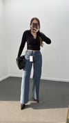 Dubai Orta Kot Likralı Zincir Cep Detaylı Flare Jeans