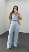 Efruz Premium Seri Bebe Mavi Pileli Kumaş Pantolon