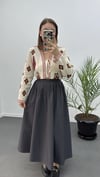 Elaine Gri Pileli Maxi Etek