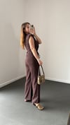 Elena Kahve Tensel Kruvaze Bluz Ve Pantolon Takımı