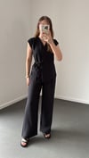 Elena Siyah Tensel Kruvaze Bluz Ve Pantolon Takımı