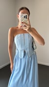 Jennie Mavi Fermuarlı Balenli Korse Crop