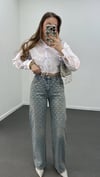 Kurdelia Taş İşlemeli Tint Yıkamalı Straight Jeans