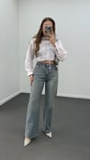 Kurdelia Taş İşlemeli Tint Yıkamalı Straight Jeans