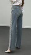 Kurdelia Taş İşlemeli Tint Yıkamalı Straight Jeans