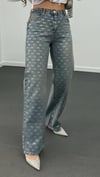 Kurdelia Taş İşlemeli Tint Yıkamalı Straight Jeans