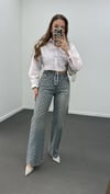 Kurdelia Taş İşlemeli Tint Yıkamalı Straight Jeans