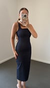 Layla Dark Blue Kalem Denim Elbise