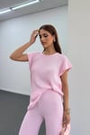 Malia Pembe İnce Örme Melanj Takım