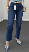 Malibu Koyu Kot Likralı Straight Kesik Paça Jeans