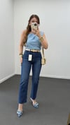 Malibu Koyu Kot Likralı Straight Kesik Paça Jeans
