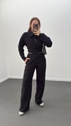 Martina Siyah Fitilli Polar Sweat Eşofman Takımı