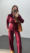 Merlin Bordo Çıtçıtlı Hırka Pantolon Takımı