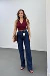 Miami Dark Yıkamalı Süper Yüksek Bel Wide Leg Jeans