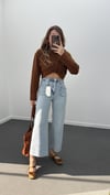 Milano Açık Kar Yıkamalı Cepli Yarım Flare Jeans