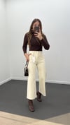 Milano Krem Yıkamalı Cepli Yarım Flare Jeans