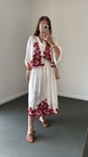 Moana Kırmızı Nakış İşlemeli Bluz Ve Etek Takımı