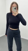 MS Siyah Yumuşak Likralı %100 Pamuk Sweat