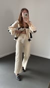 Niagara Krem Yüksek Bel Crop Flare Jeans