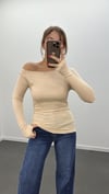 Noa Açık Bej Düşük Omuz Drapeli Soft Touch Body